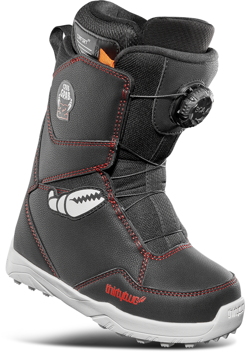 YOUTH LASHED BOA® X CRAB GRAB SNOWBOARD BOOTS - BLACK/WHITE/RED / 1C